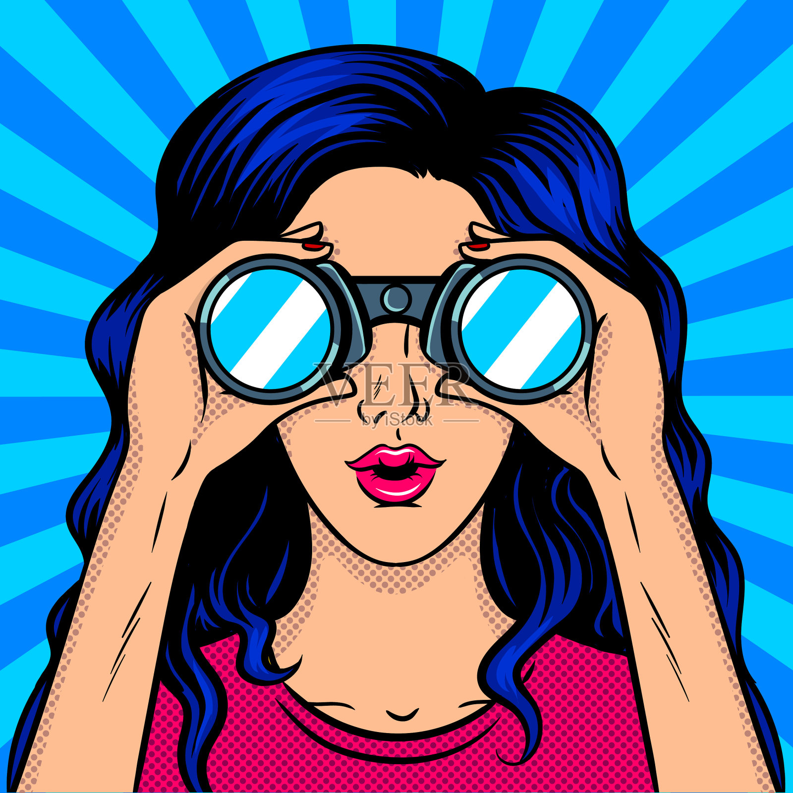女人透过双眼看波普艺术插画图片素材