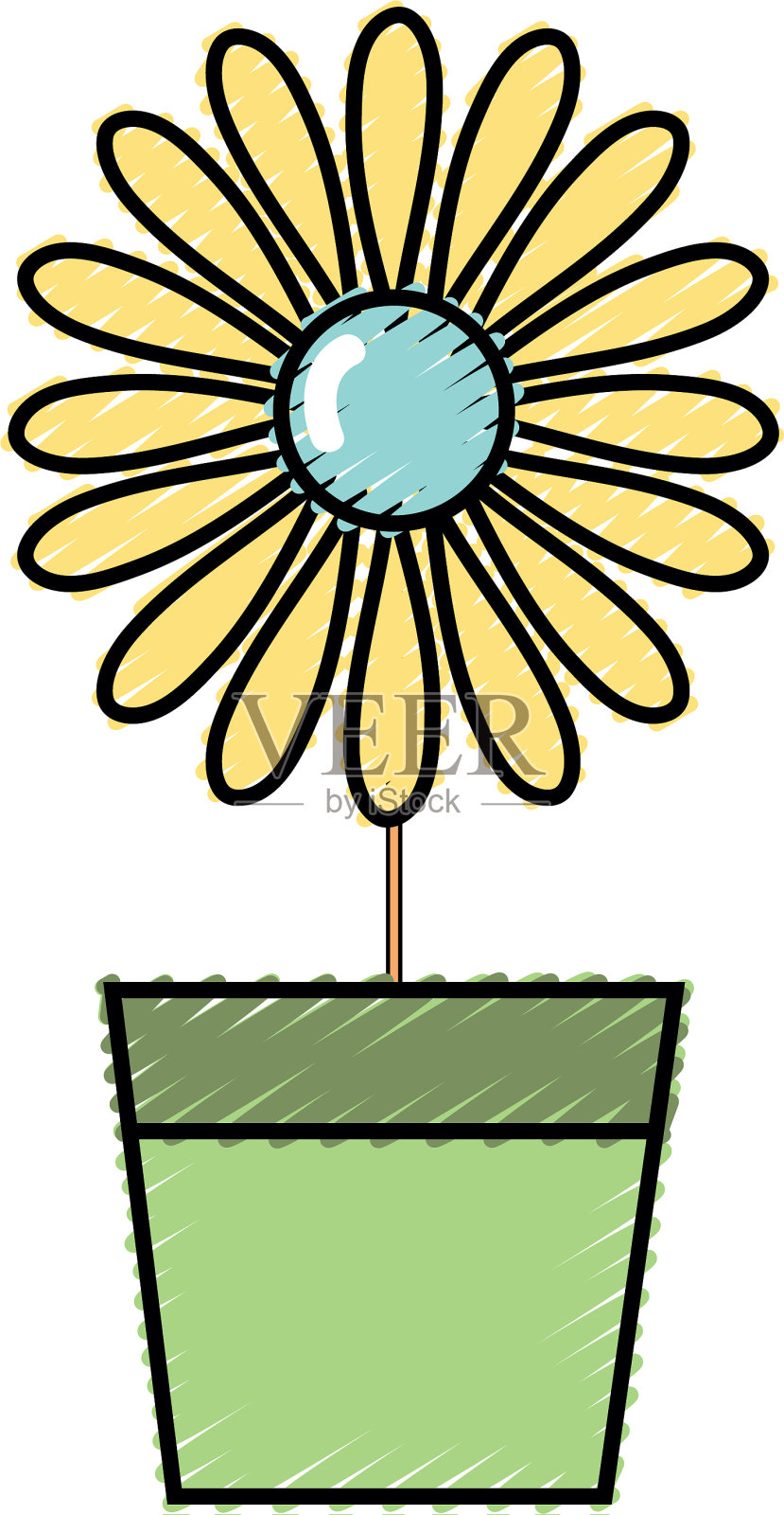 向日葵的花瓣在花盆里面设计元素图片