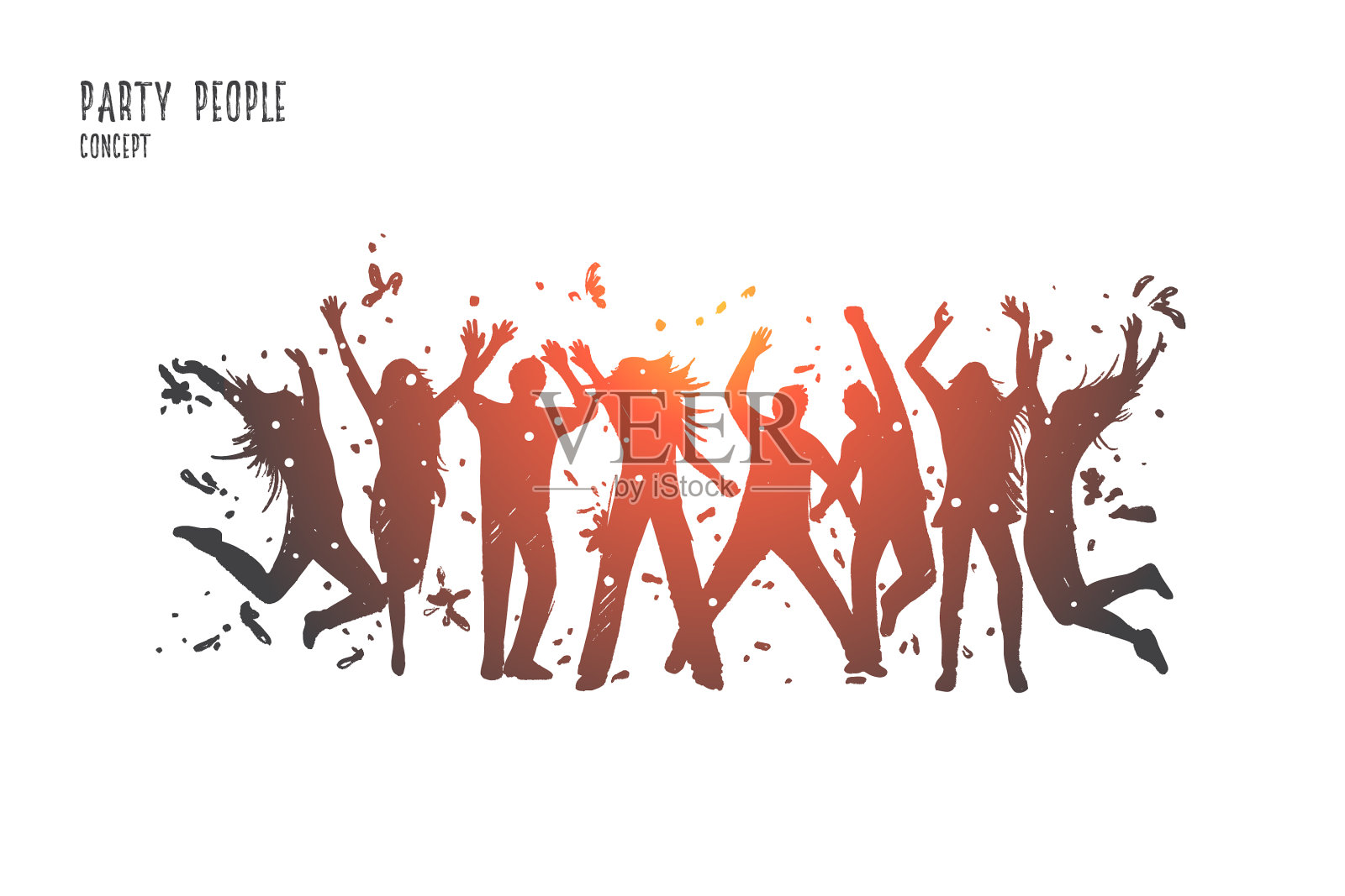 党人观念手绘孤立插画图片素材