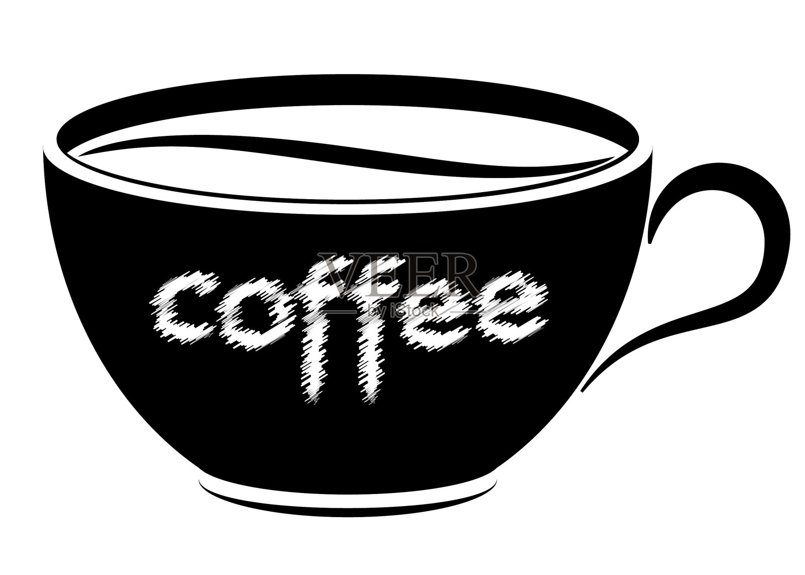 黑色和白色的杯子与咖啡的标志或徽章设计元素图片