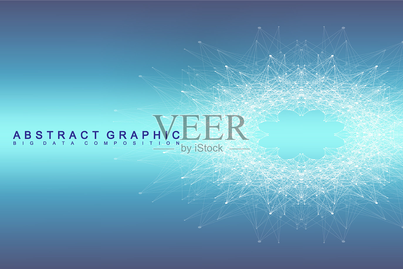 分形元素与连接的线和点插画图片素材