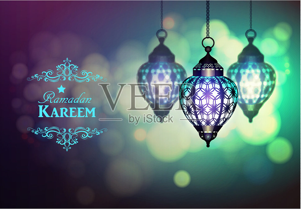 复杂的阿拉伯语灯插画图片素材