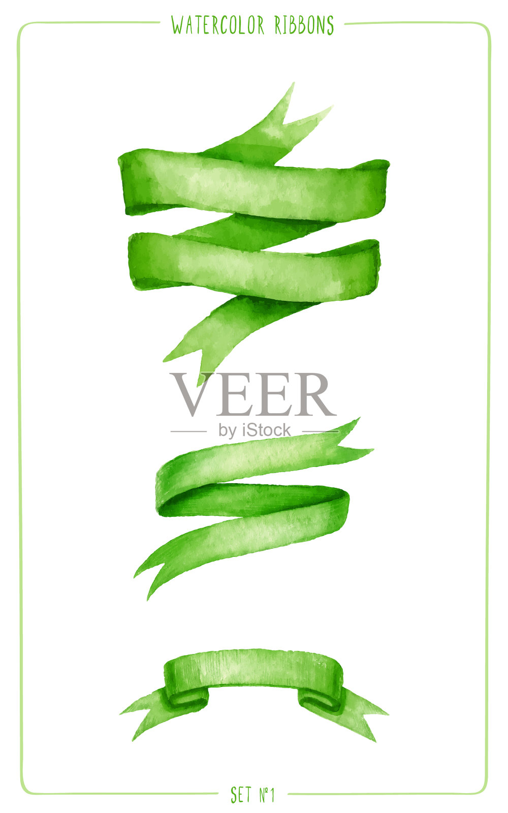 一套水彩丝带插画图片素材