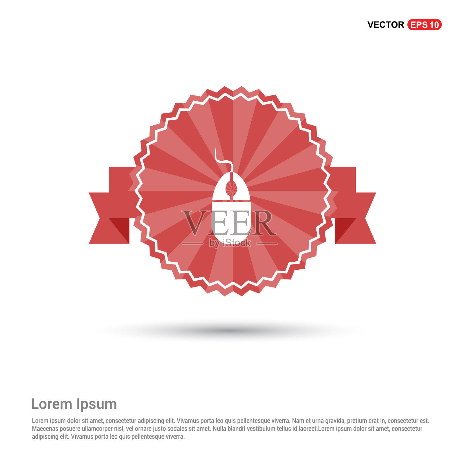 鼠标图标-红色丝带横幅插画图片素材