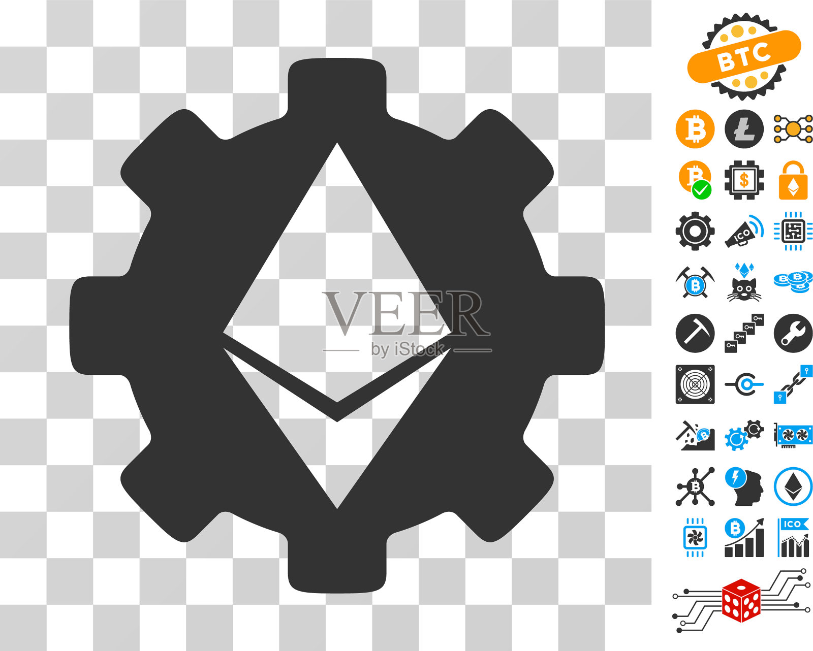 带有奖金的以太坊齿轮图标图标素材