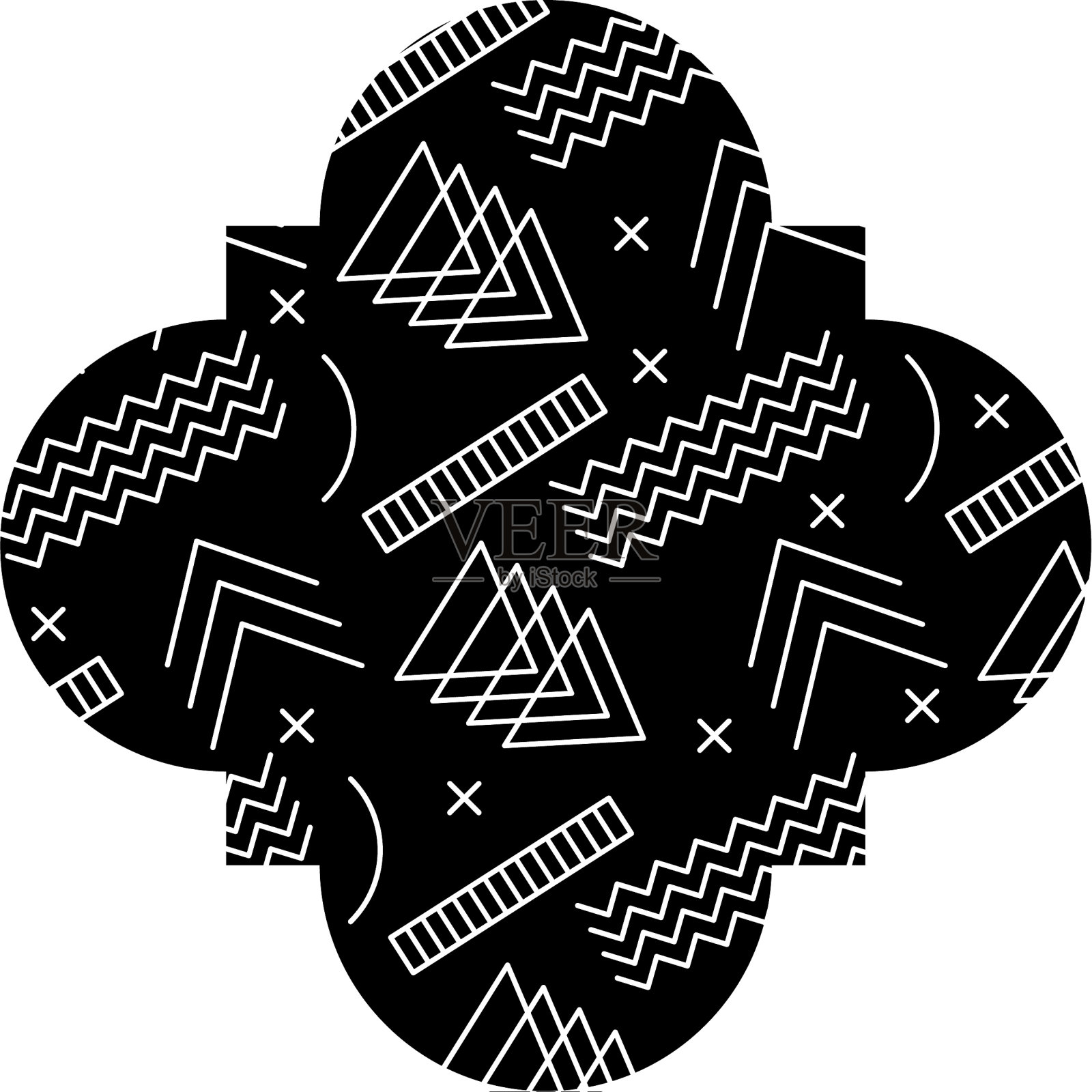 无缝图案标签形状与几何设计元素图片