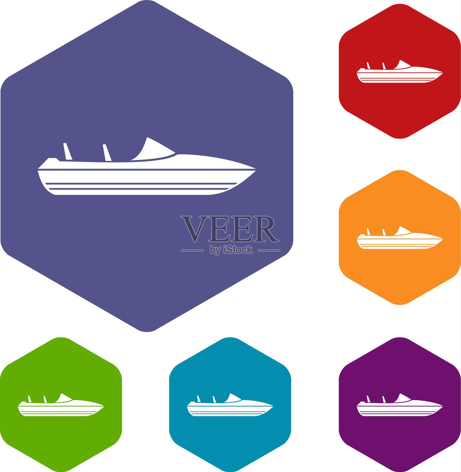 小汽艇图标集图标素材