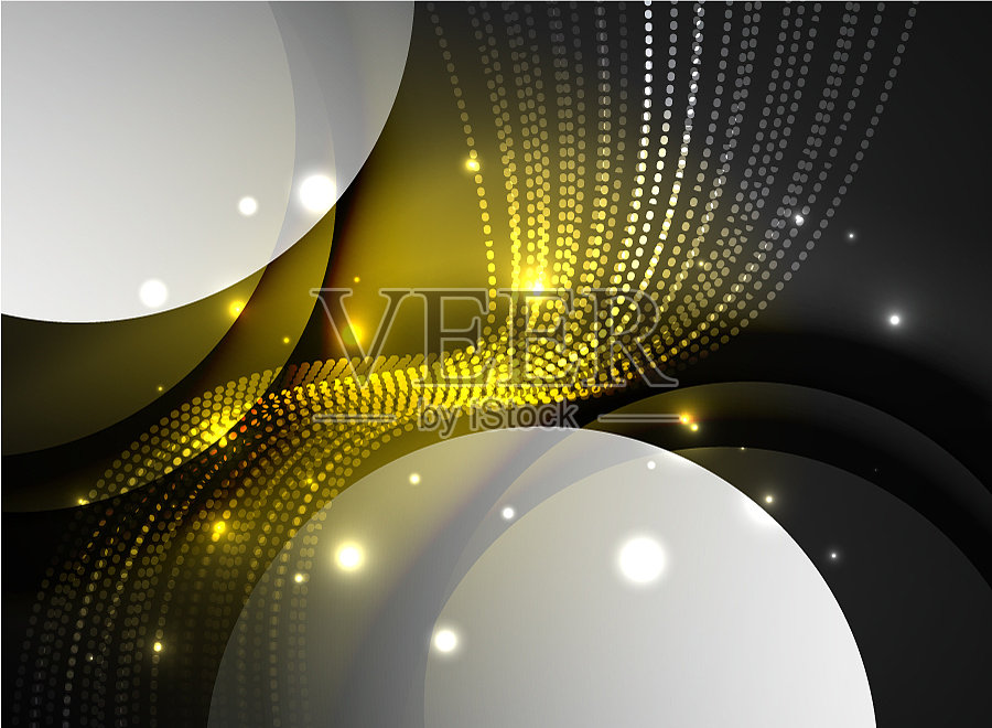 在暗色上用粒子创建的发光波插画图片素材