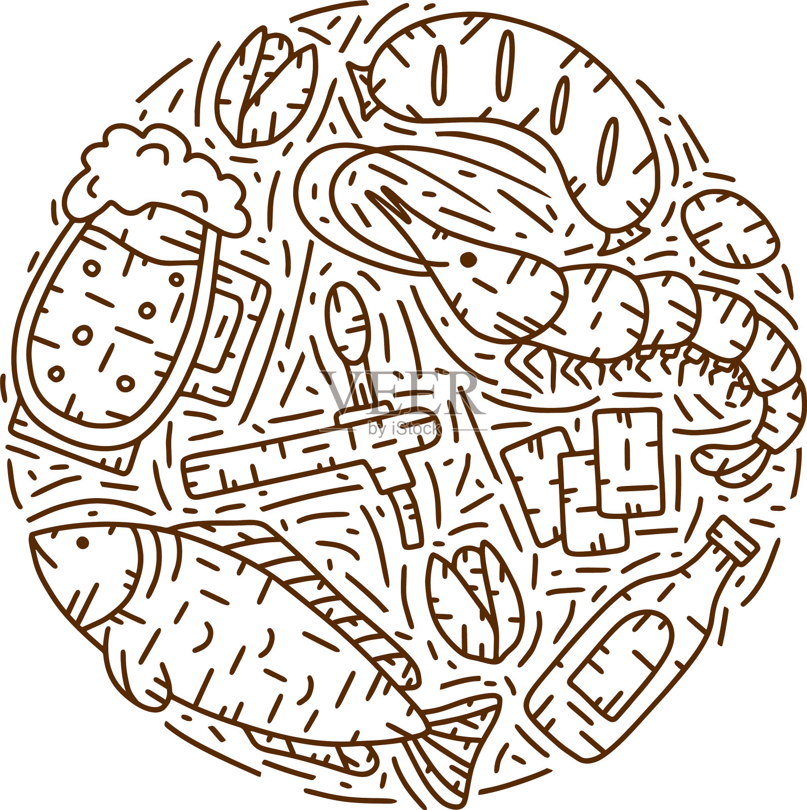 涂鸦啤酒主题插画图片素材