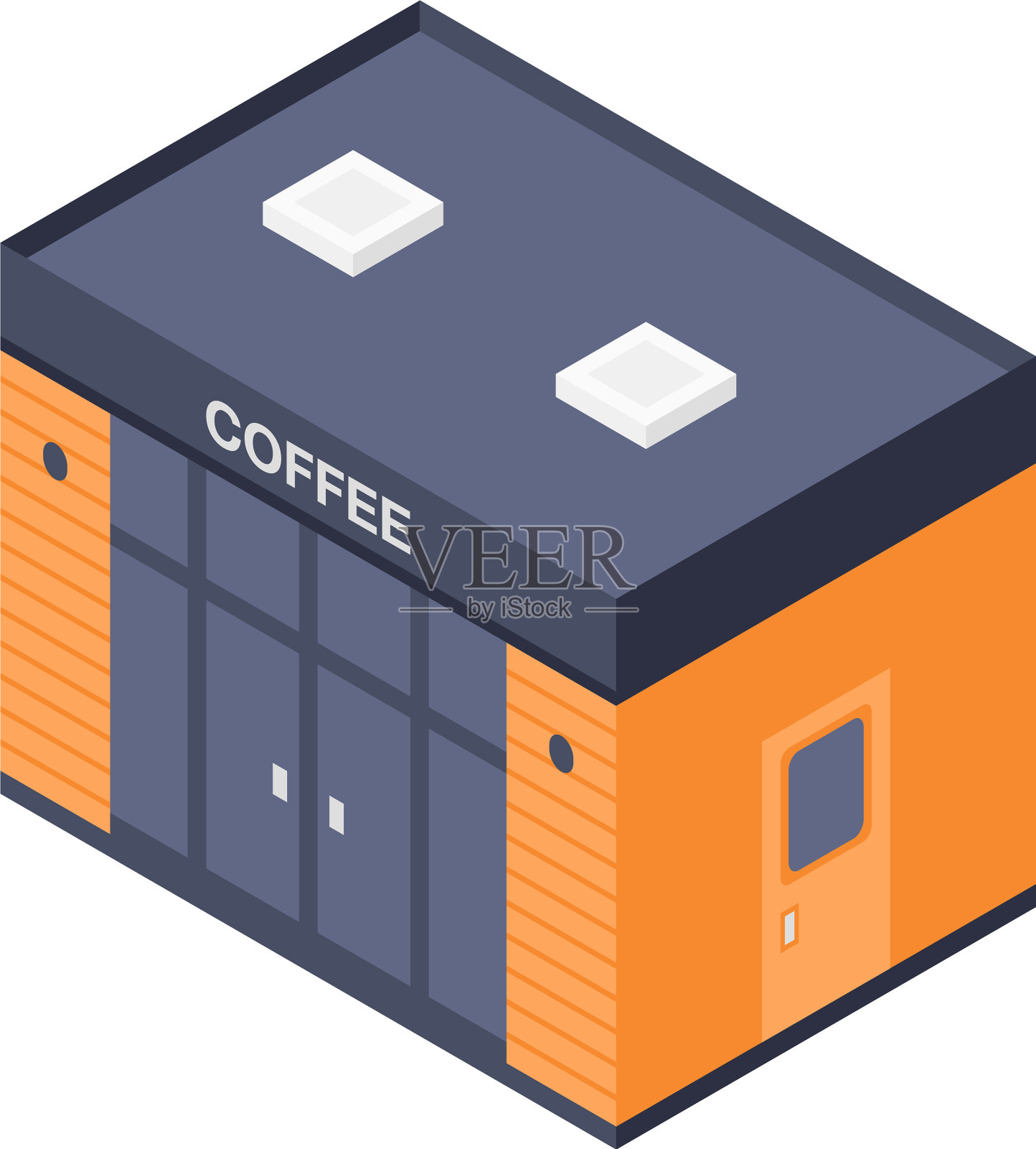 咖啡店图标等距风格插画图片素材