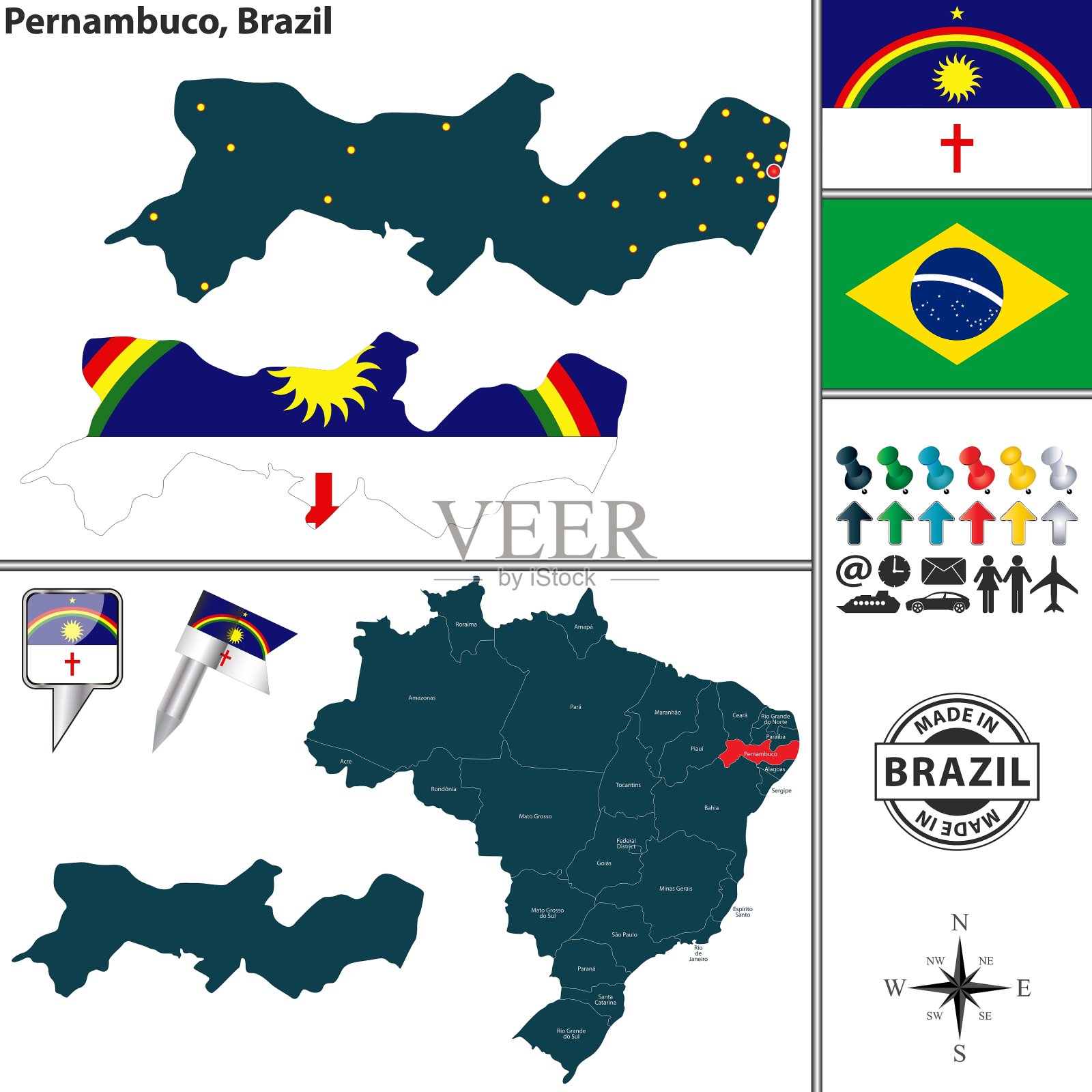 伯南布哥的地图插画图片素材