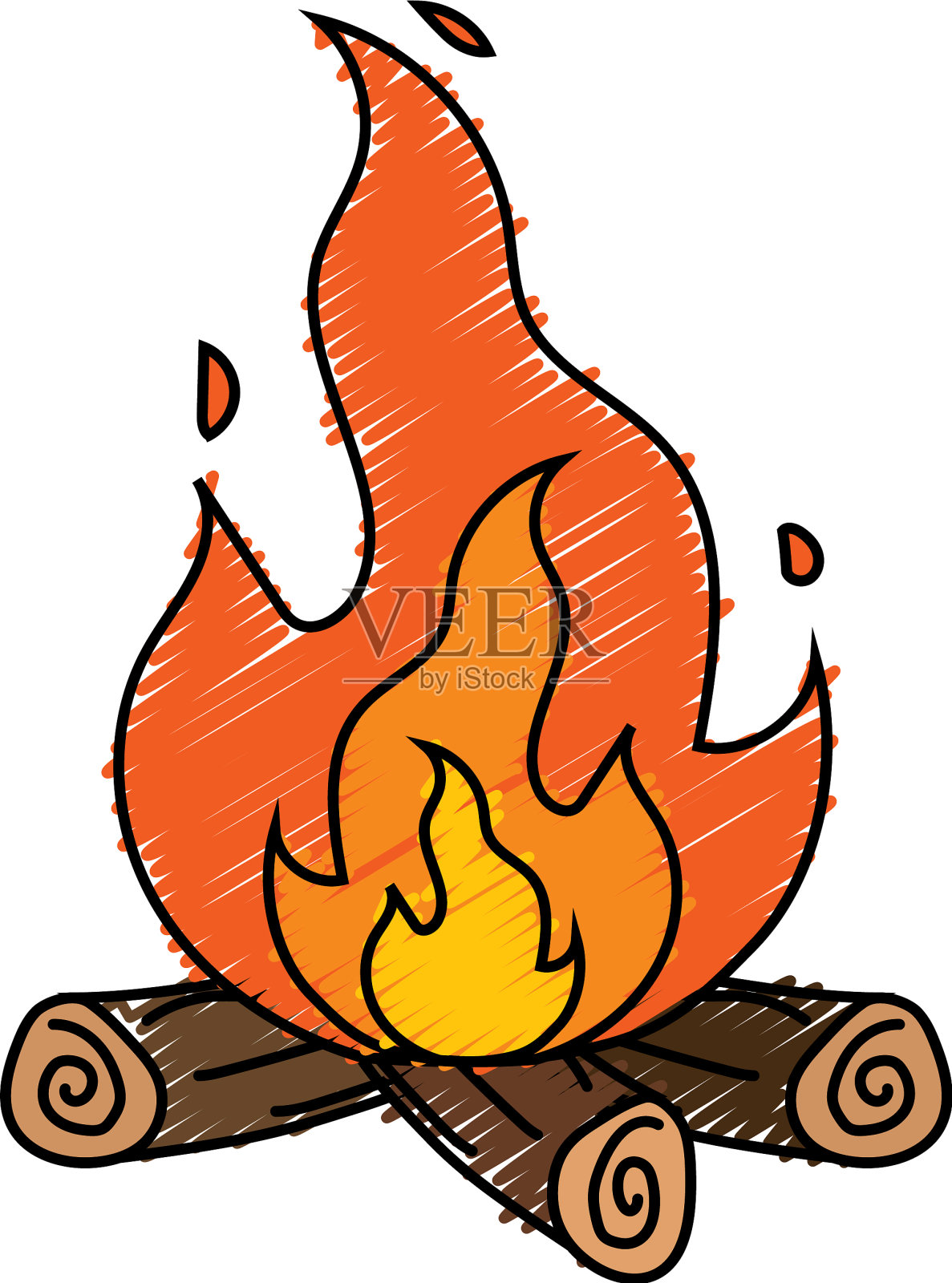 可爱的柴火取暖设计元素图片
