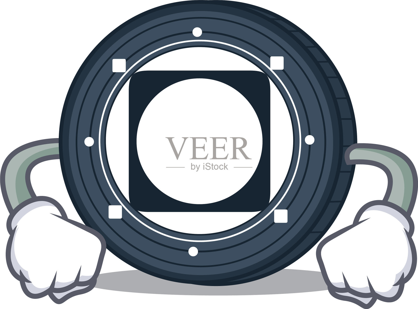 愤怒的字节球字节币卡通吉祥物设计元素图片