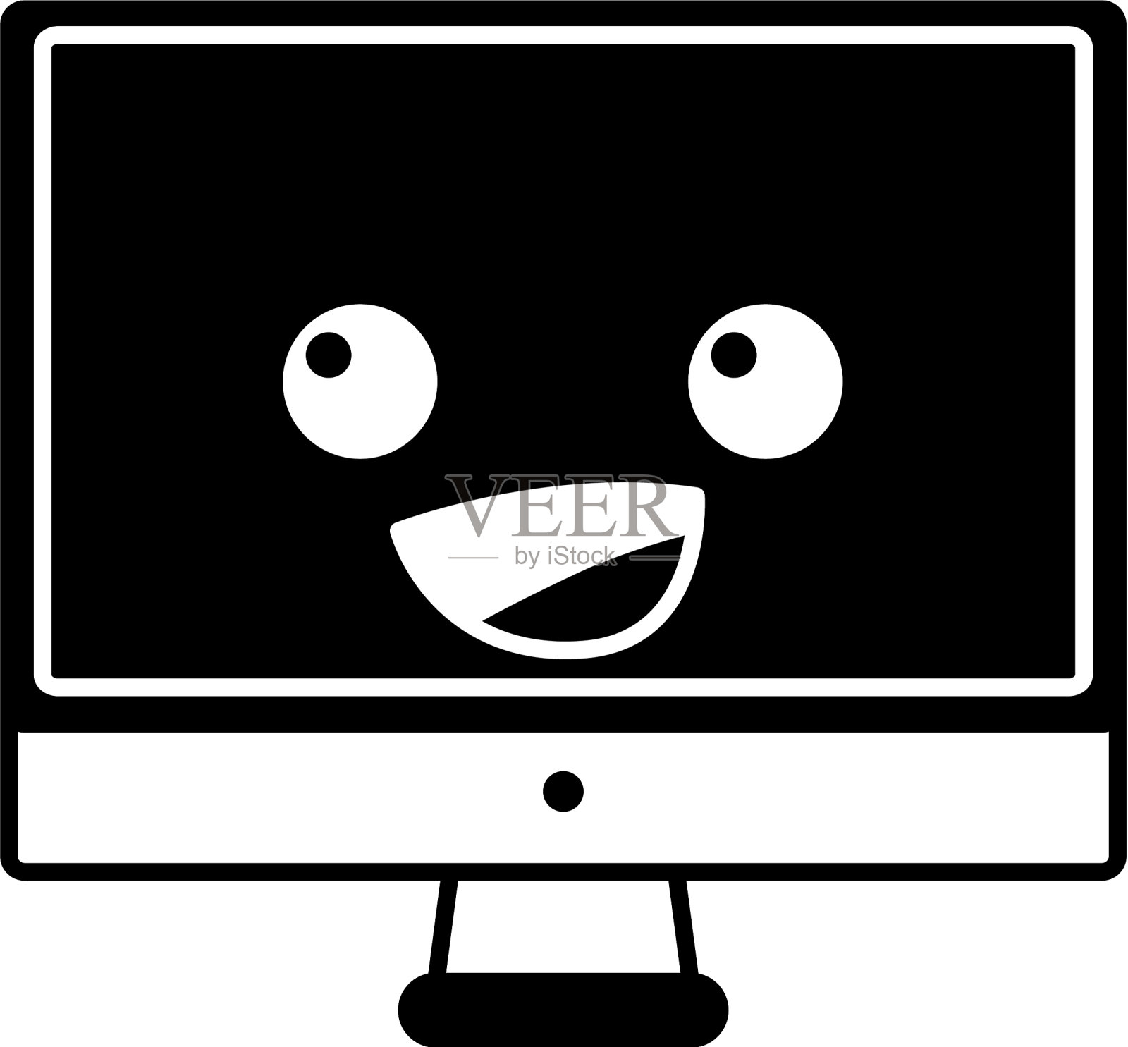 轮廓快乐电脑屏幕卡哇伊卡通设计元素图片