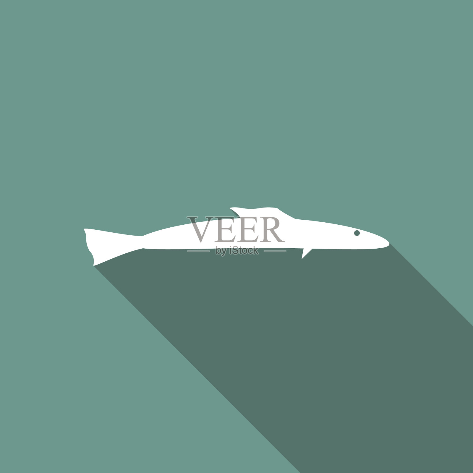 带有长影子的图标鱼插画图片素材