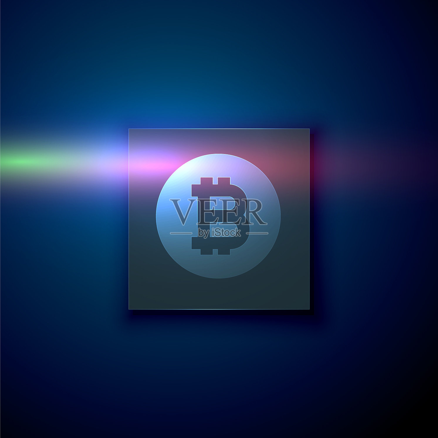 数字比特币符号采用深蓝色技术插画图片素材