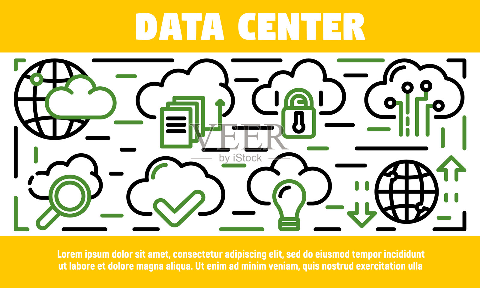 数据中心横幅轮廓样式插画图片素材