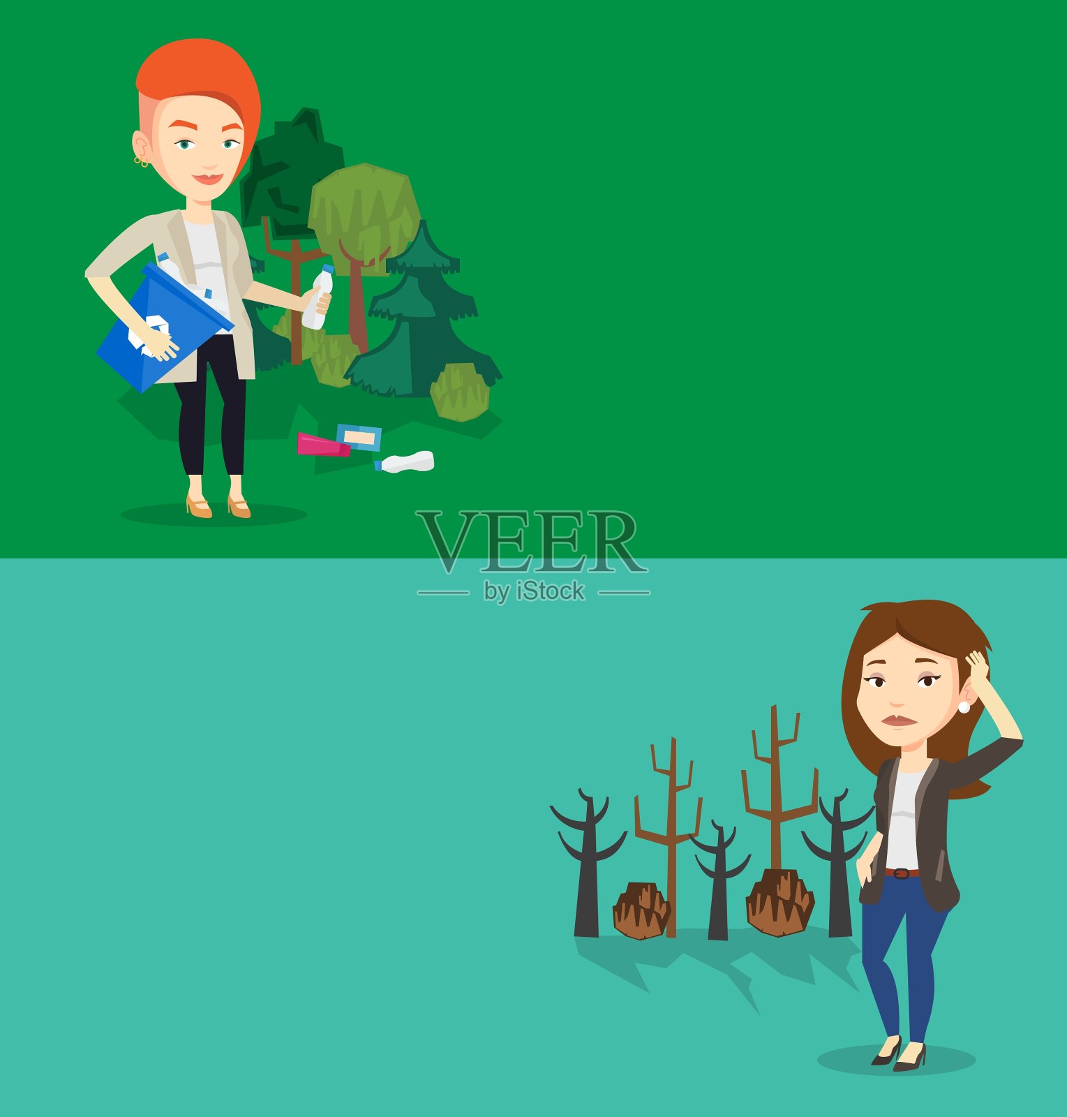 两个有文字空间的生态横幅插画图片素材