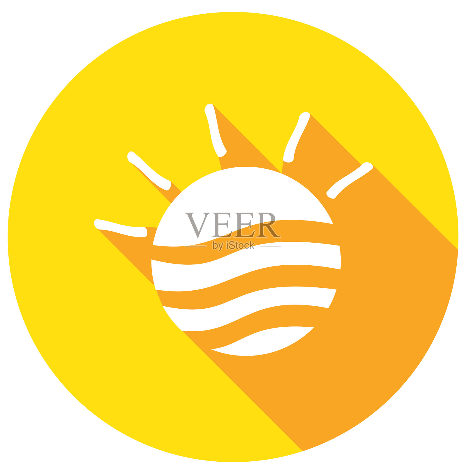 海浪和初升的太阳图标素材