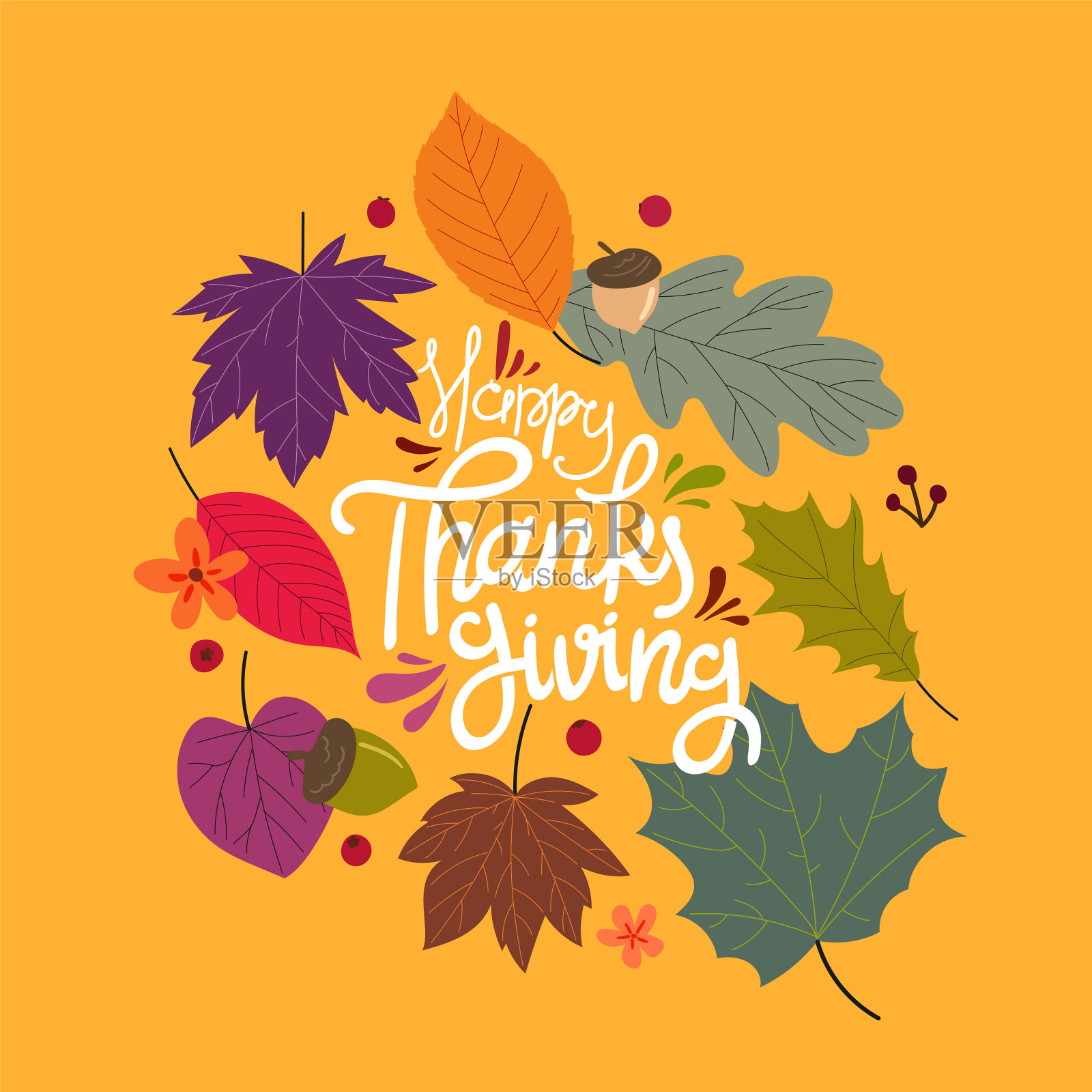 感恩节快乐概念插画图片素材
