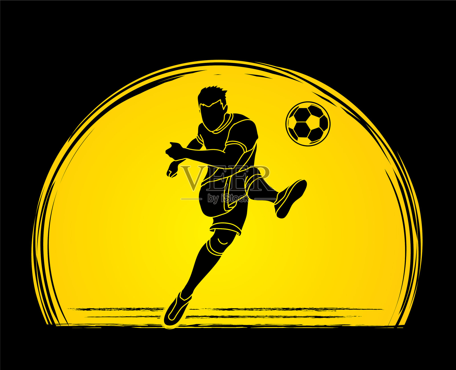 足球运动员击球动作插画图片素材