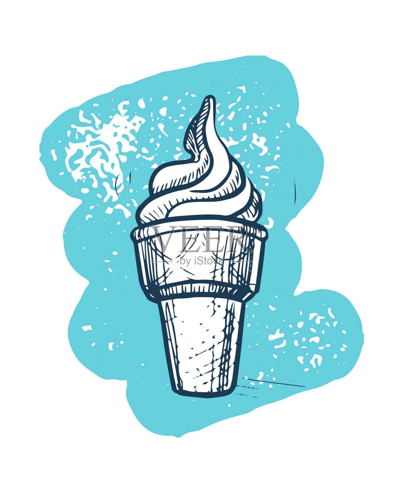 冰淇淋蛋筒手绘图标设计元素图片