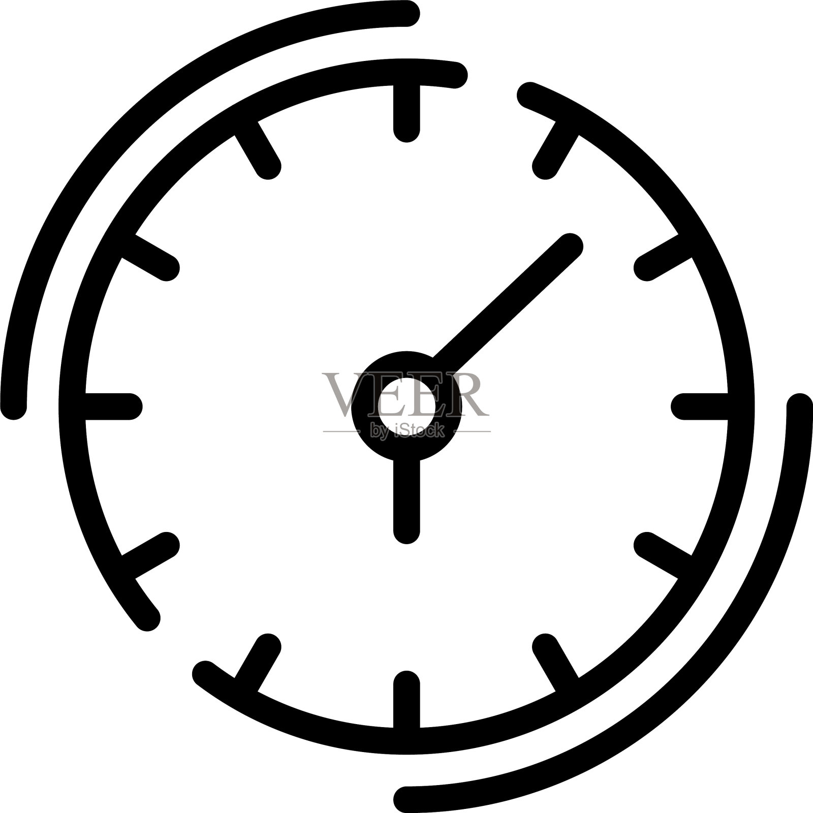 任务时钟图标轮廓风格插画图片素材