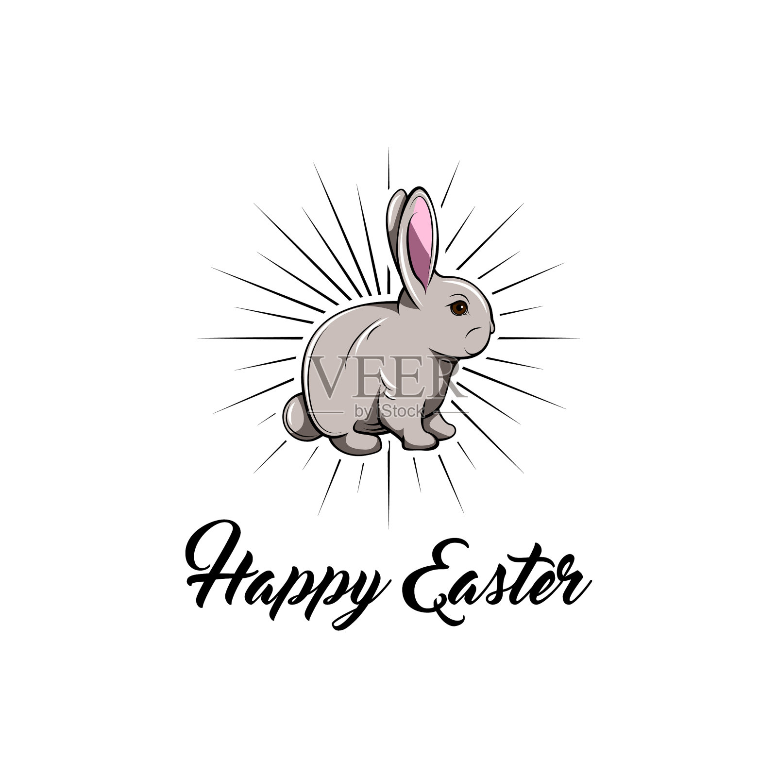 可爱的兔子复活节贺卡设计元素图片