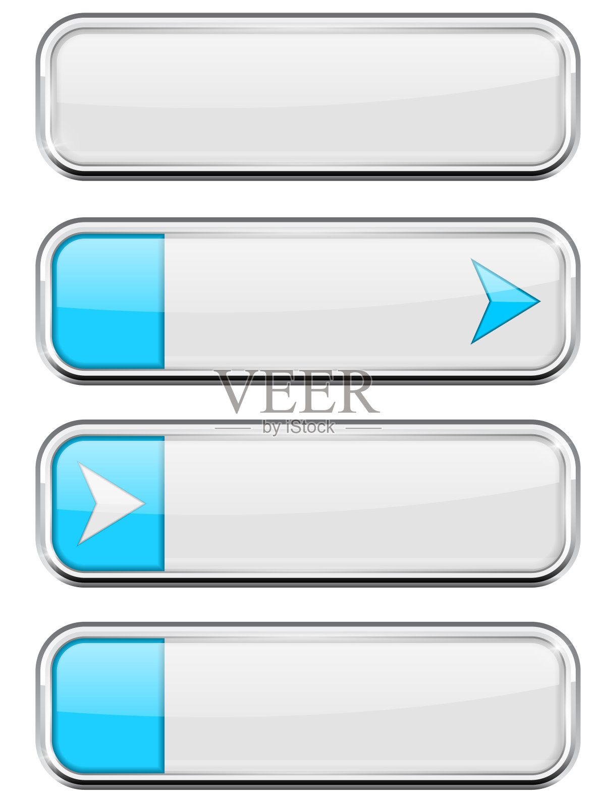 白色按钮与蓝色标签菜单界面插画图片素材