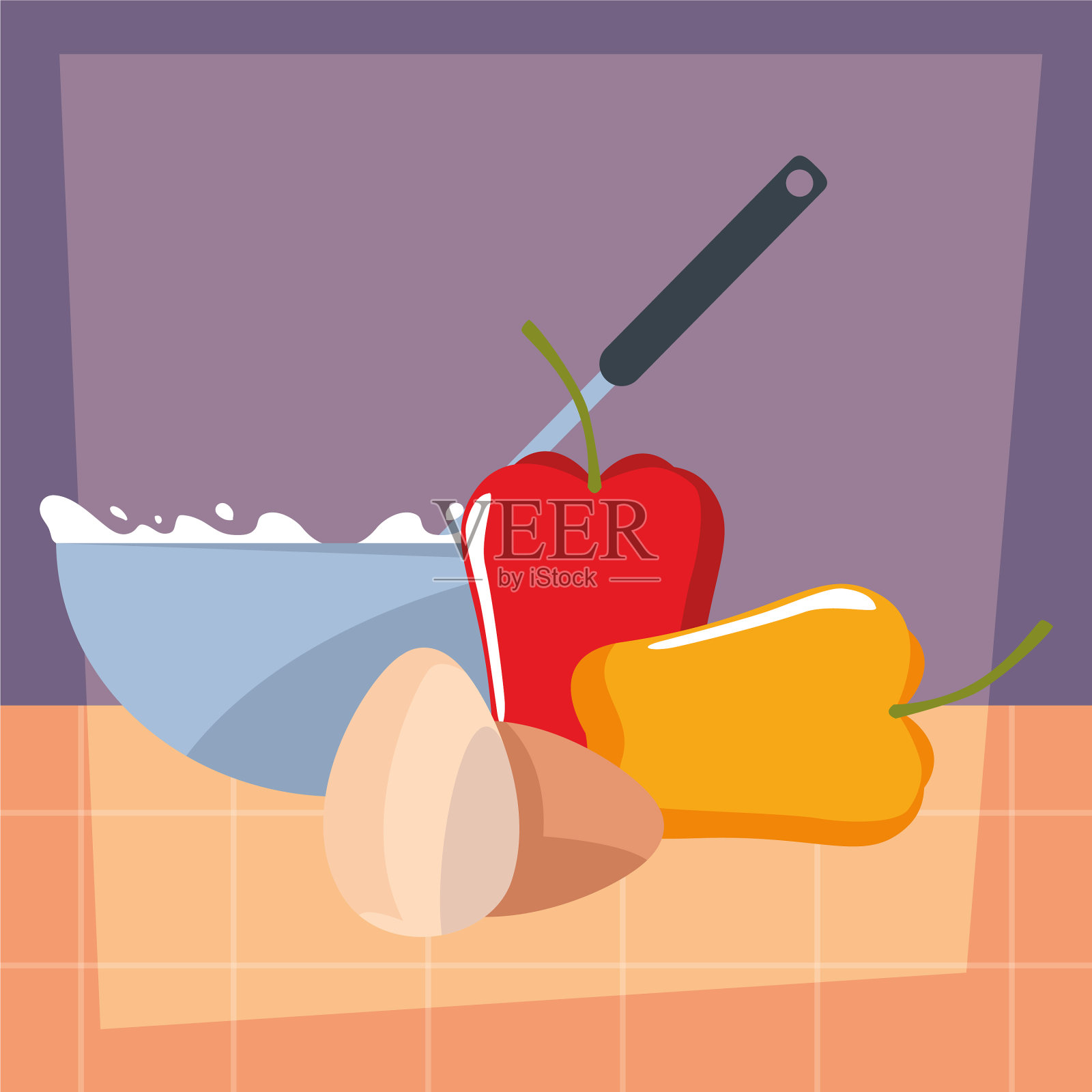 碗胡椒和鸡蛋准备烹调插画图片素材