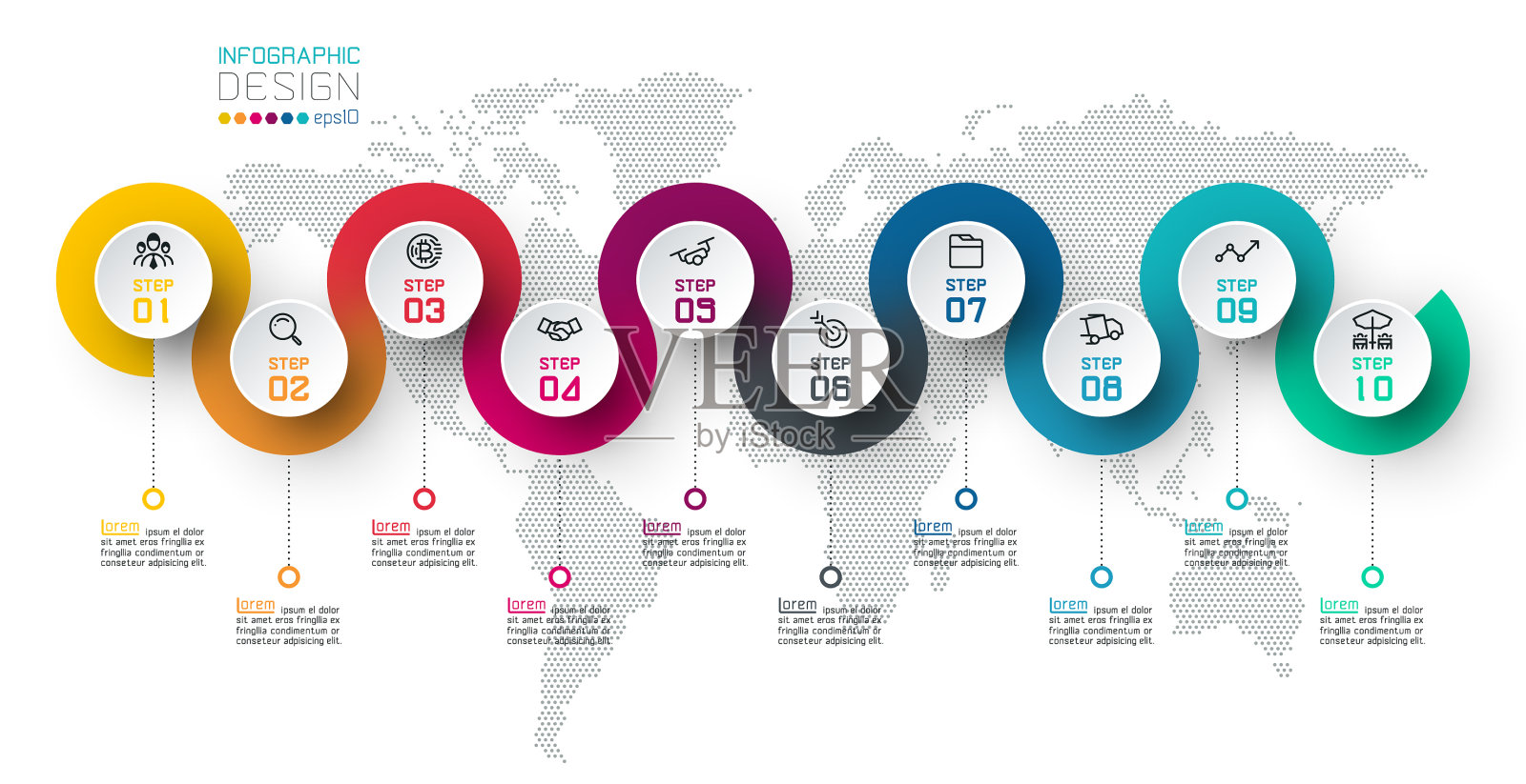 圈标签信息图与步骤插画图片素材