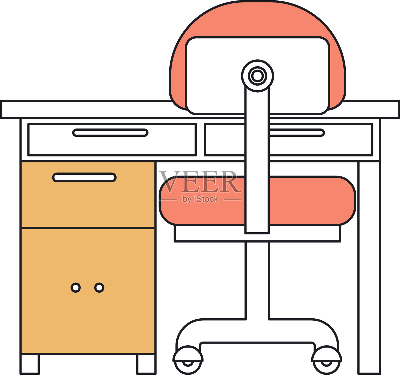 剪影彩色部分的特写工作场所插画图片素材