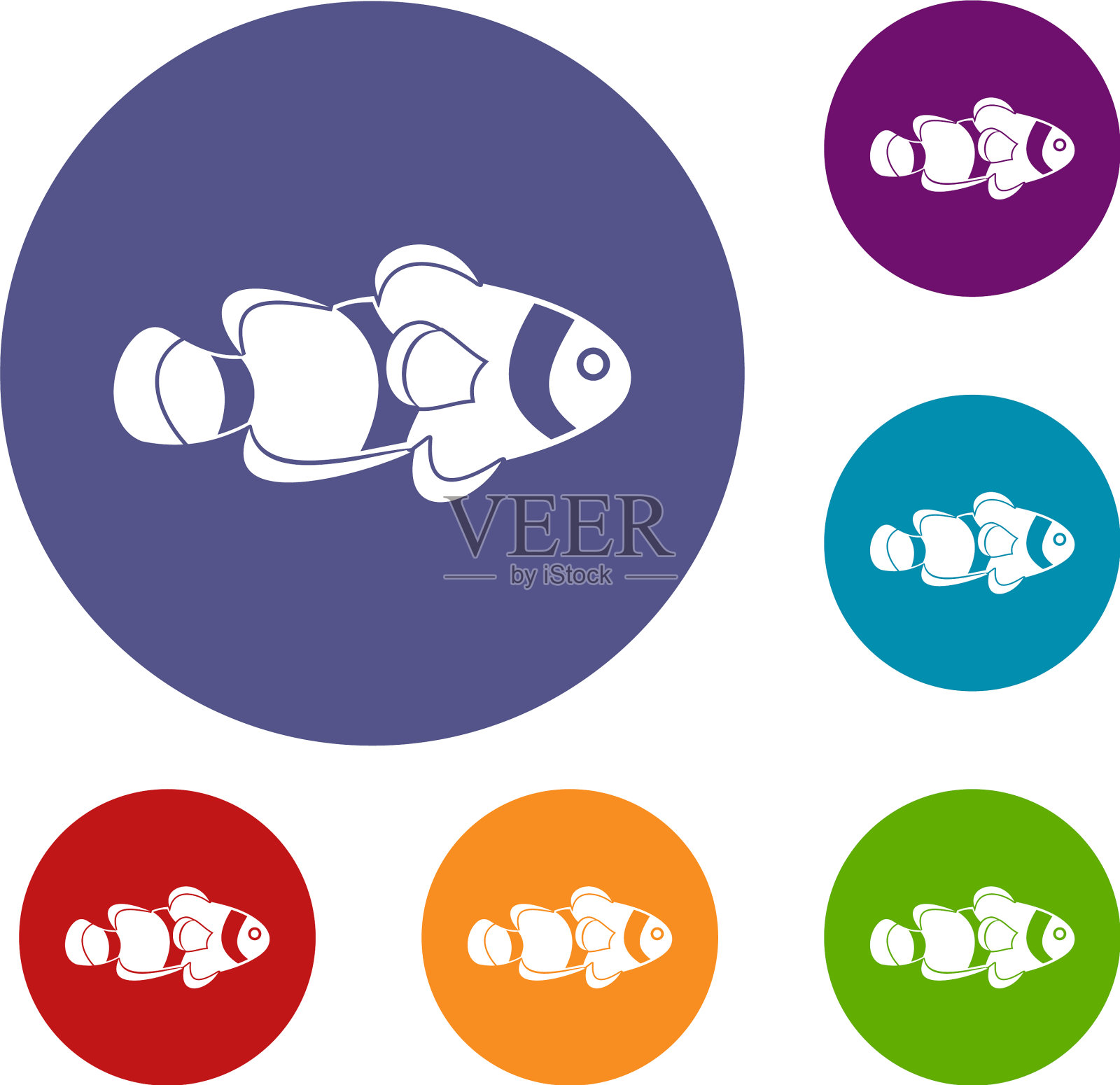 鱼小丑图标集图标素材