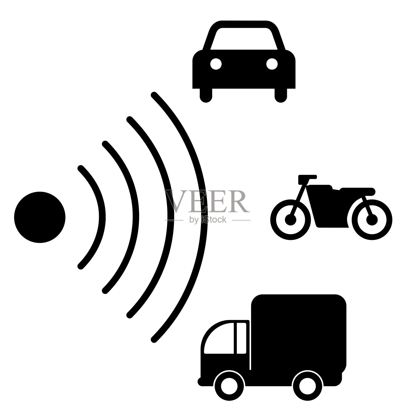 速度道路雷达图标注意交通标志插画图片素材