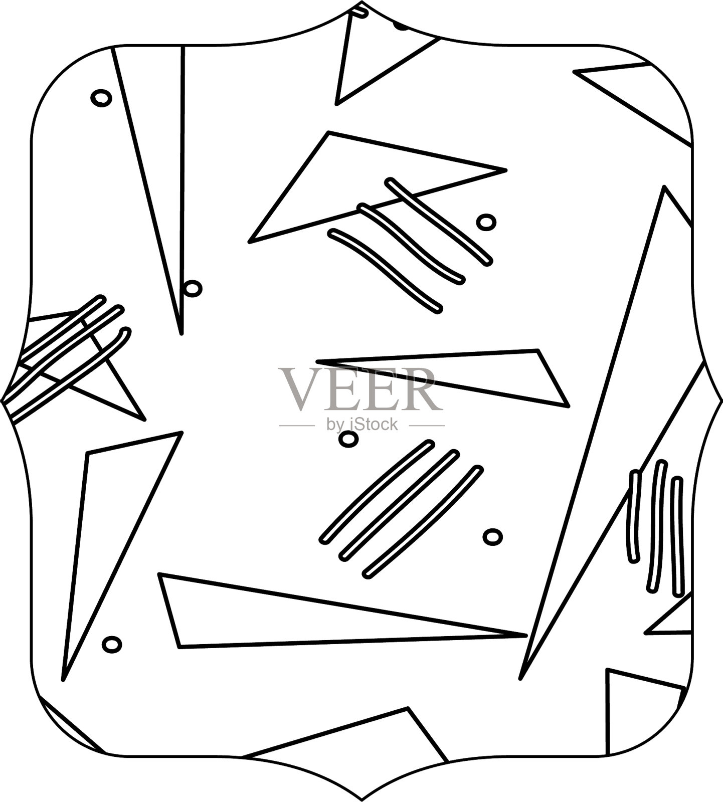 采用孟菲斯抽象设计的方形线设计元素图片