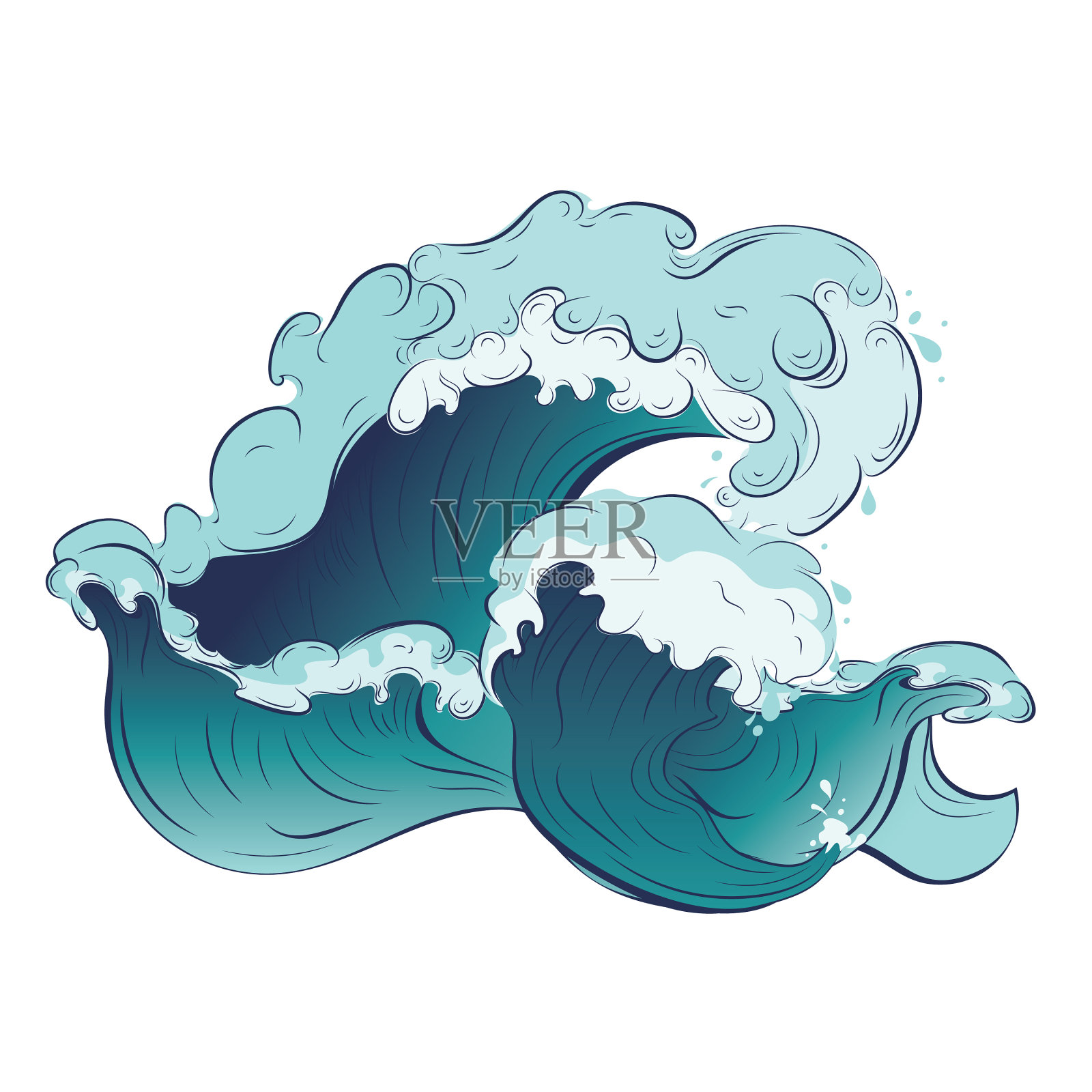 海浪冲设计元素图片