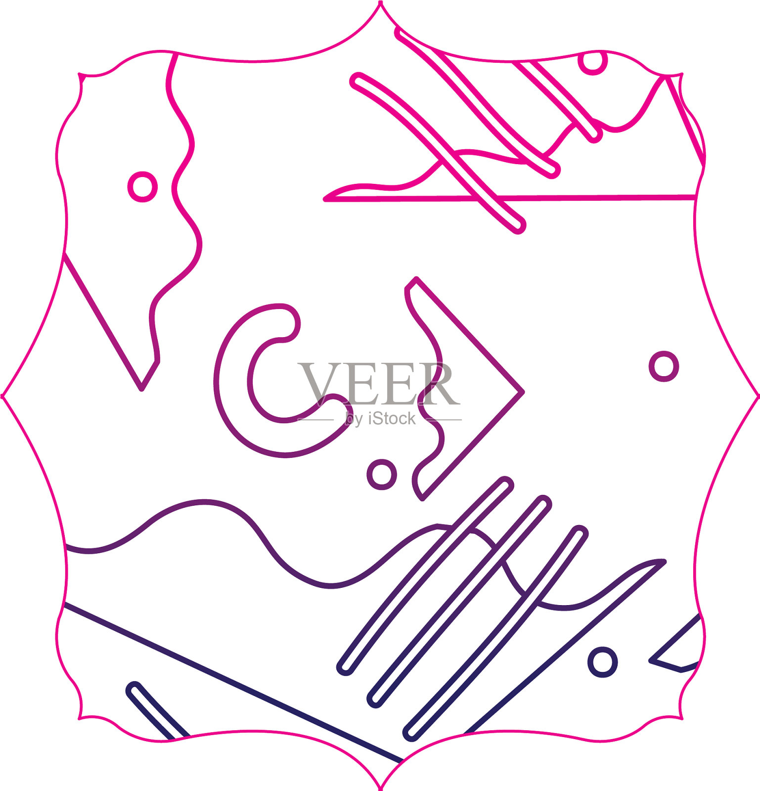 色彩线正方形与抽象图形风格设计元素图片