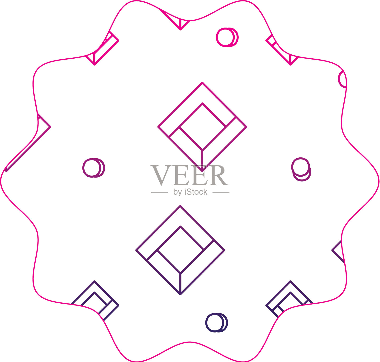 色彩线星与孟菲斯风格抽象设计元素图片