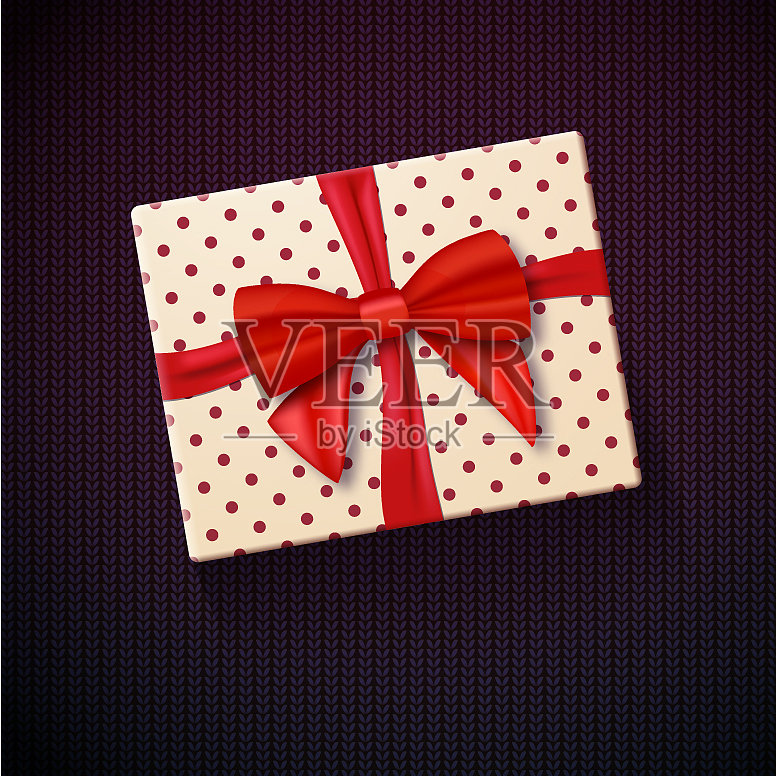 带有红色丝带的现实礼盒插画图片素材
