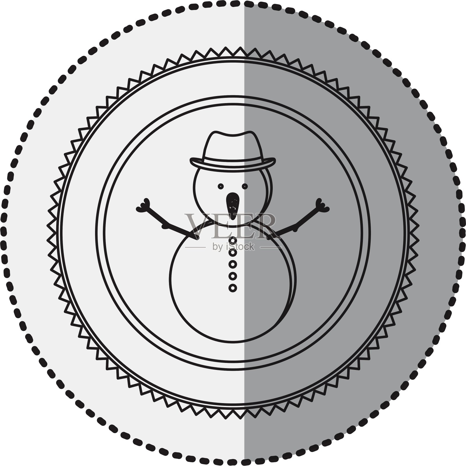 单色圈带中间阴影贴纸用插画图片素材