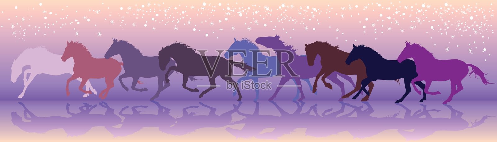 背景是马在奔跑插画图片素材