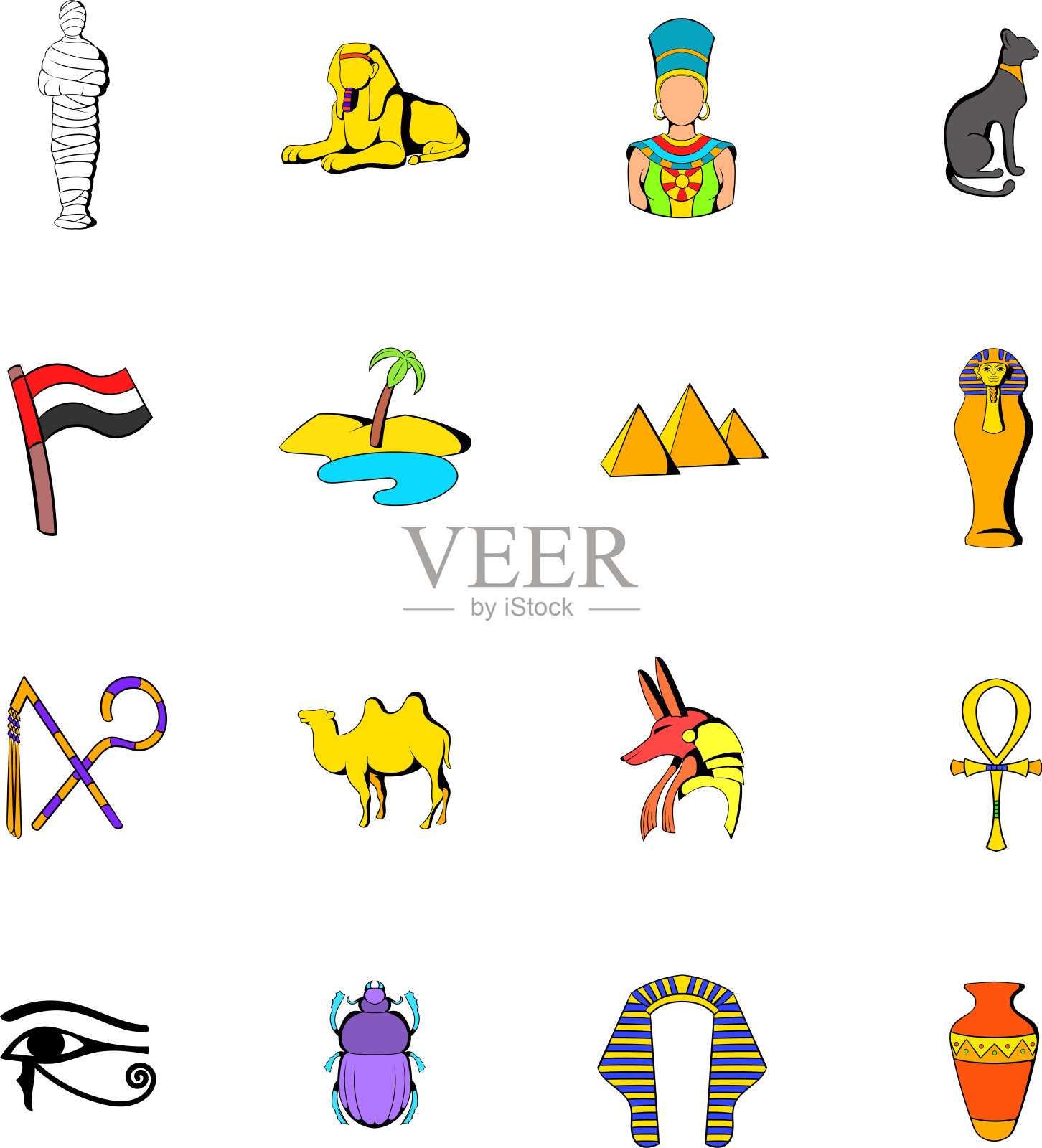 埃及图标套装卡通图标素材