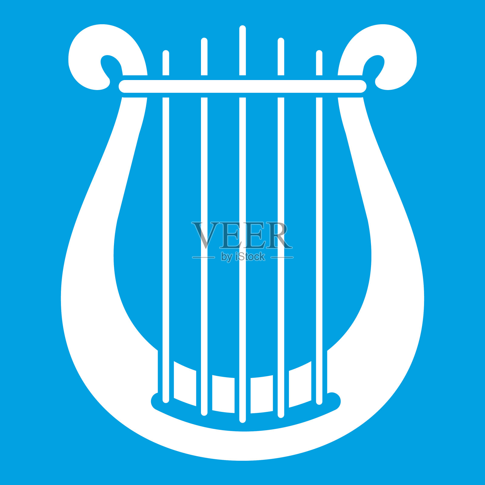 竖琴图标白插画图片素材