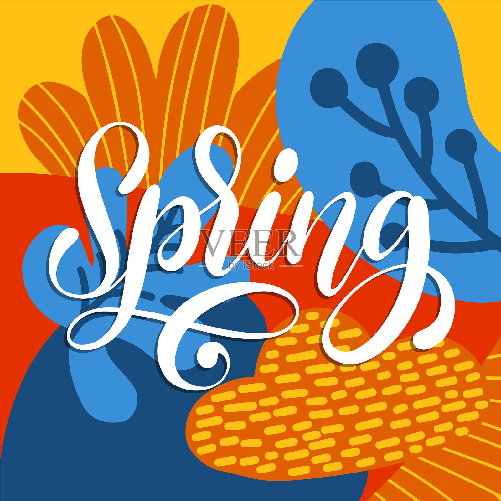 手工刻字春叶装饰设计插画图片素材