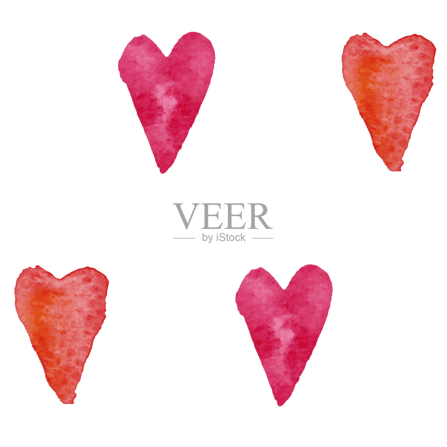 模式水彩的心插画图片素材