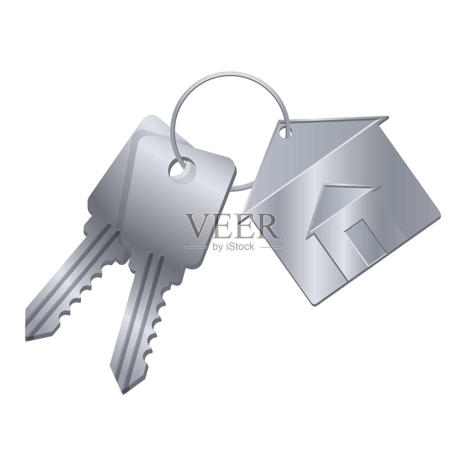 闪亮的金属钥匙和梦想中的银饰品设计元素图片