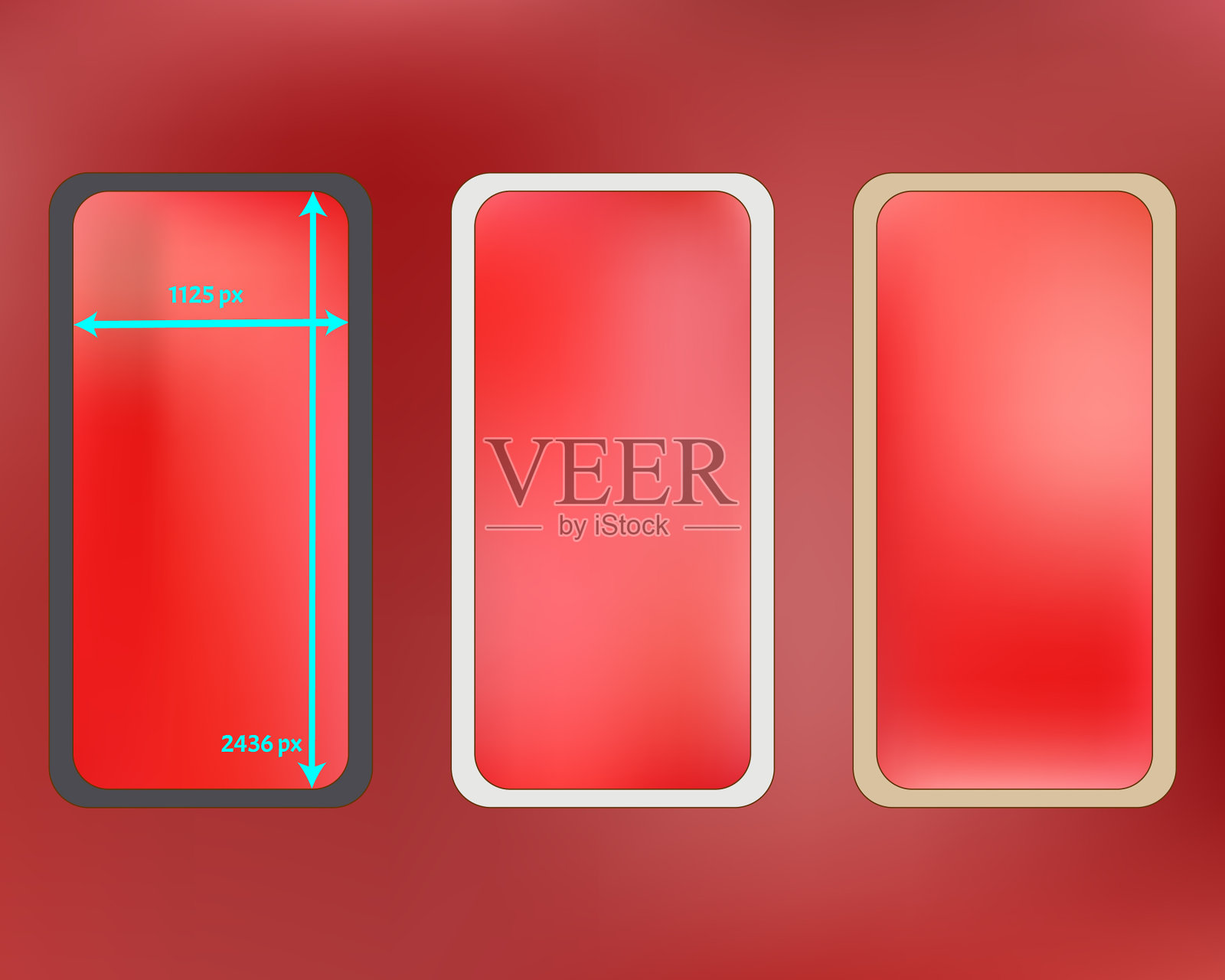 网珊瑚色手机背景套件插画图片素材