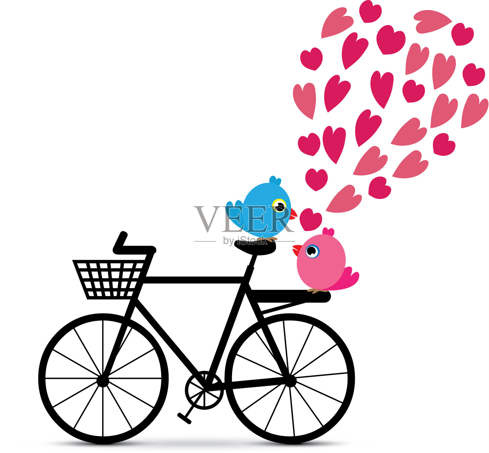 爱鸟骑自行车插画图片素材