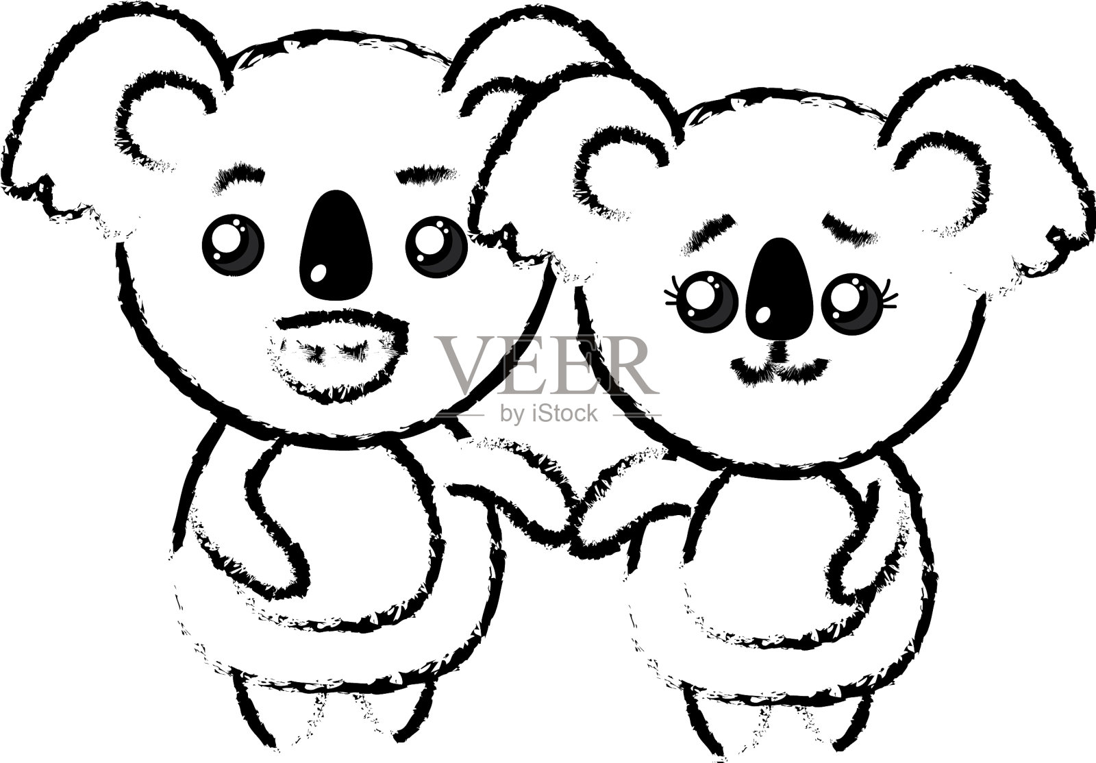 图可爱的一对考拉和野生动物设计元素图片