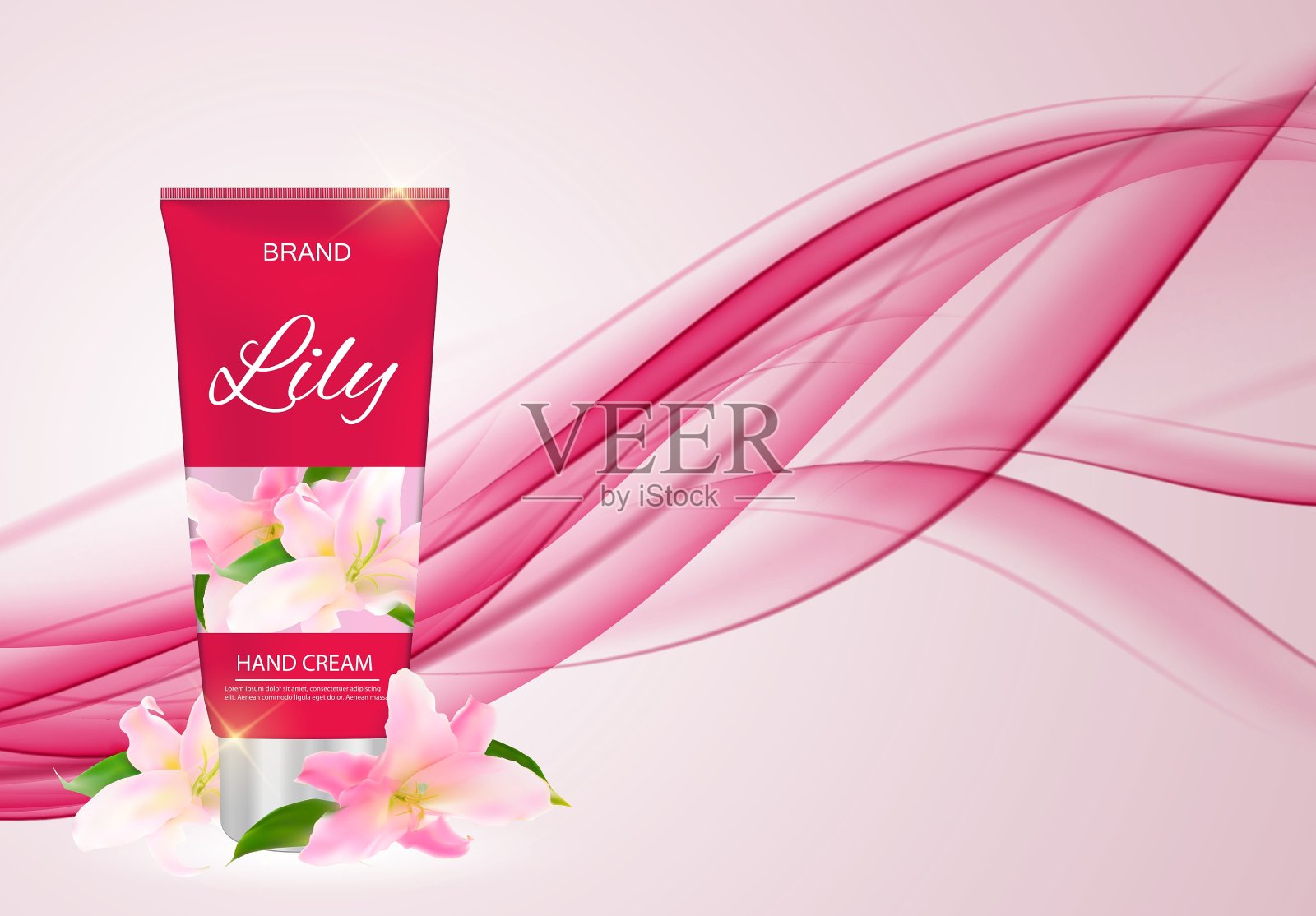 手护理霜瓶管模板广告或插画图片素材